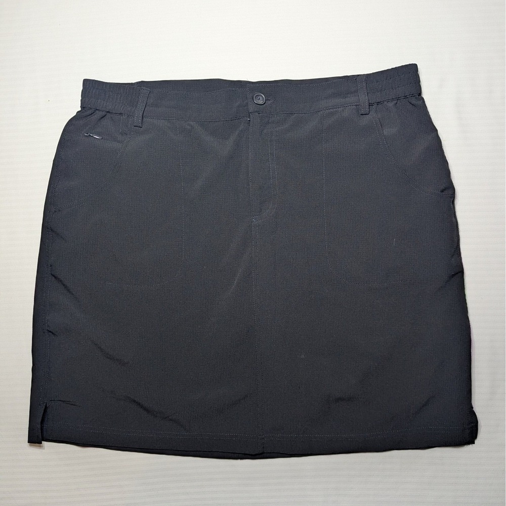 Tilley Women Large Black Ripstop Hiking Golf Skort Lightweight Stretch Lined